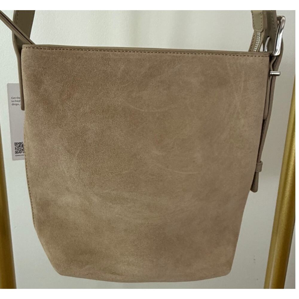Quince Claire Italian Suede Bucket Crossbody Bag Sand Tan NWT - Picture 7 of 11